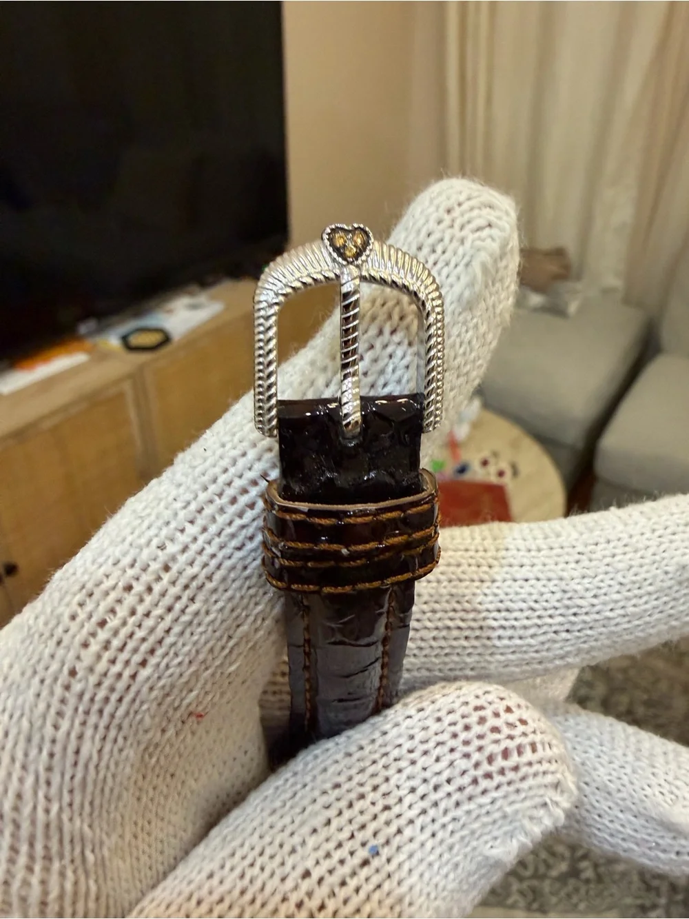 Judith Ripka Monaco Watch Brown Face Pave CZ Crystal Heart Tortoise Strap Runs